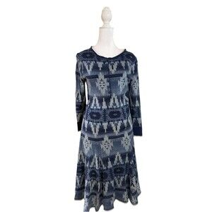 LRL Lauren Jeans Co Sz Med Aztec Knit Henley Neckline Gored Skirt Dressy Casual